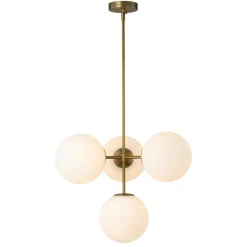 4-Light Opal Glass Globe Sputnik Semi Flush Chandelier