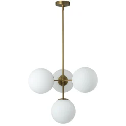 4-Light Opal Glass Globe Sputnik Semi Flush Chandelier