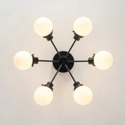 6-Light Opal Glass Globe Sputnik Semi Flush Mount