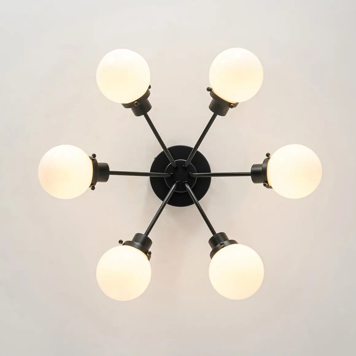 6-Light Opal Glass Globe Sputnik Semi Flush Mount