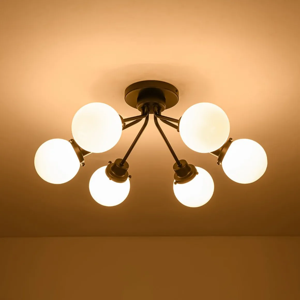 6-Light Opal Glass Globe Sputnik Semi Flush Mount