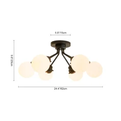 6-Light Opal Glass Globe Sputnik Semi Flush Mount