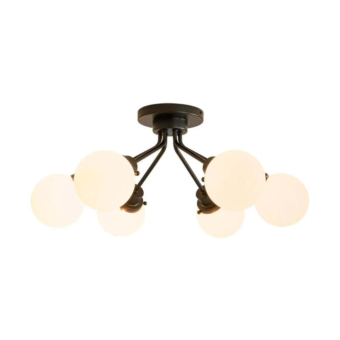 6-Light Opal Glass Globe Sputnik Semi Flush Mount