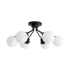 6-Light Opal Glass Globe Sputnik Semi Flush Mount