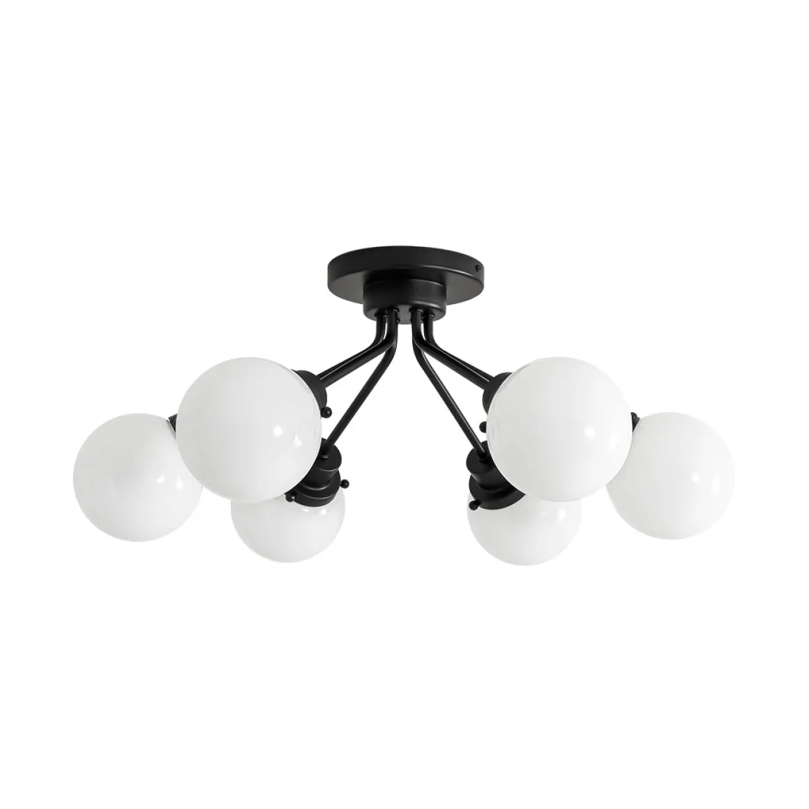 6-Light Opal Glass Globe Sputnik Semi Flush Mount