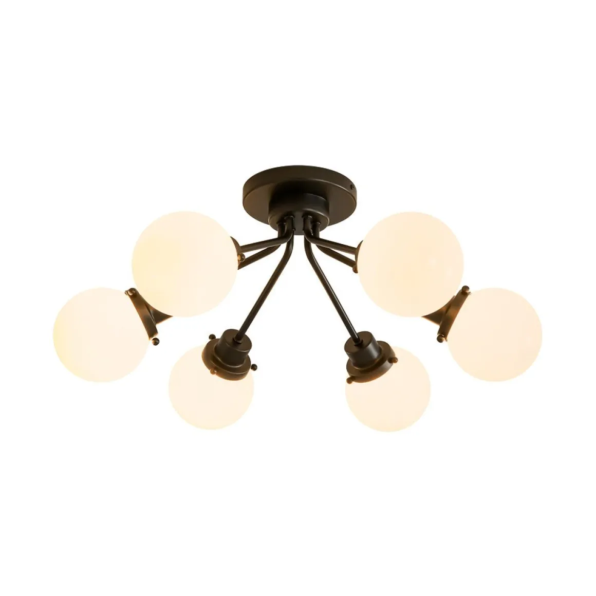 6-Light Opal Glass Globe Sputnik Semi Flush Mount