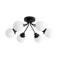 6-Light Opal Glass Globe Sputnik Semi Flush Mount