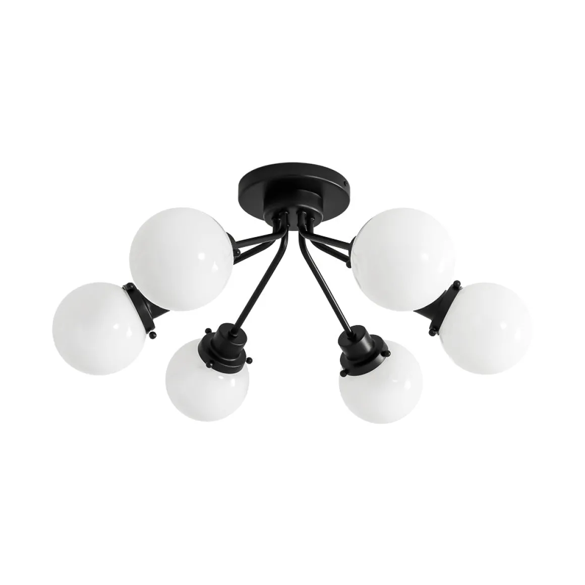 6-Light Opal Glass Globe Sputnik Semi Flush Mount