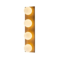 4-Light Opal Glass Linear Wooden Semi Flush Mount / Wall Light