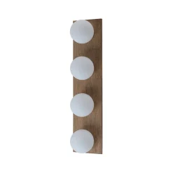 4-Light Opal Glass Linear Wooden Semi Flush Mount / Wall Light
