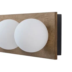 4-Light Opal Glass Linear Wooden Semi Flush Mount / Wall Light