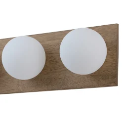 4-Light Opal Glass Linear Wooden Semi Flush Mount / Wall Light