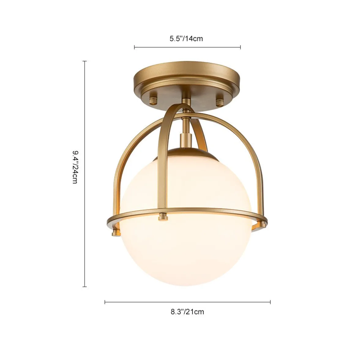 1-Light Opal Glass Sphere Semi-Flush Mount