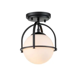 1-Light Opal Glass Sphere Semi-Flush Mount