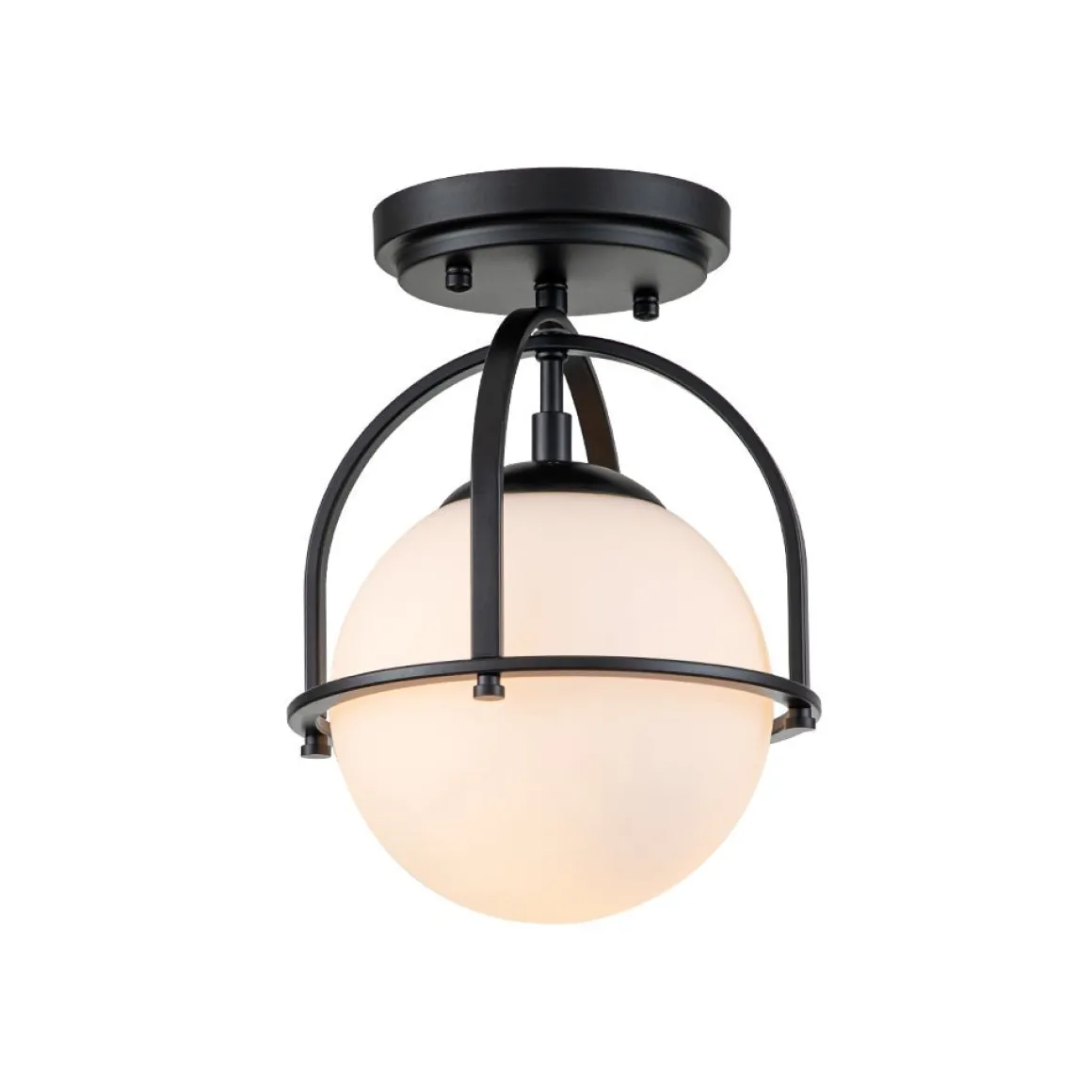 1-Light Opal Glass Sphere Semi-Flush Mount
