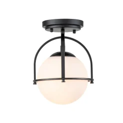 1-Light Opal Glass Sphere Semi-Flush Mount
