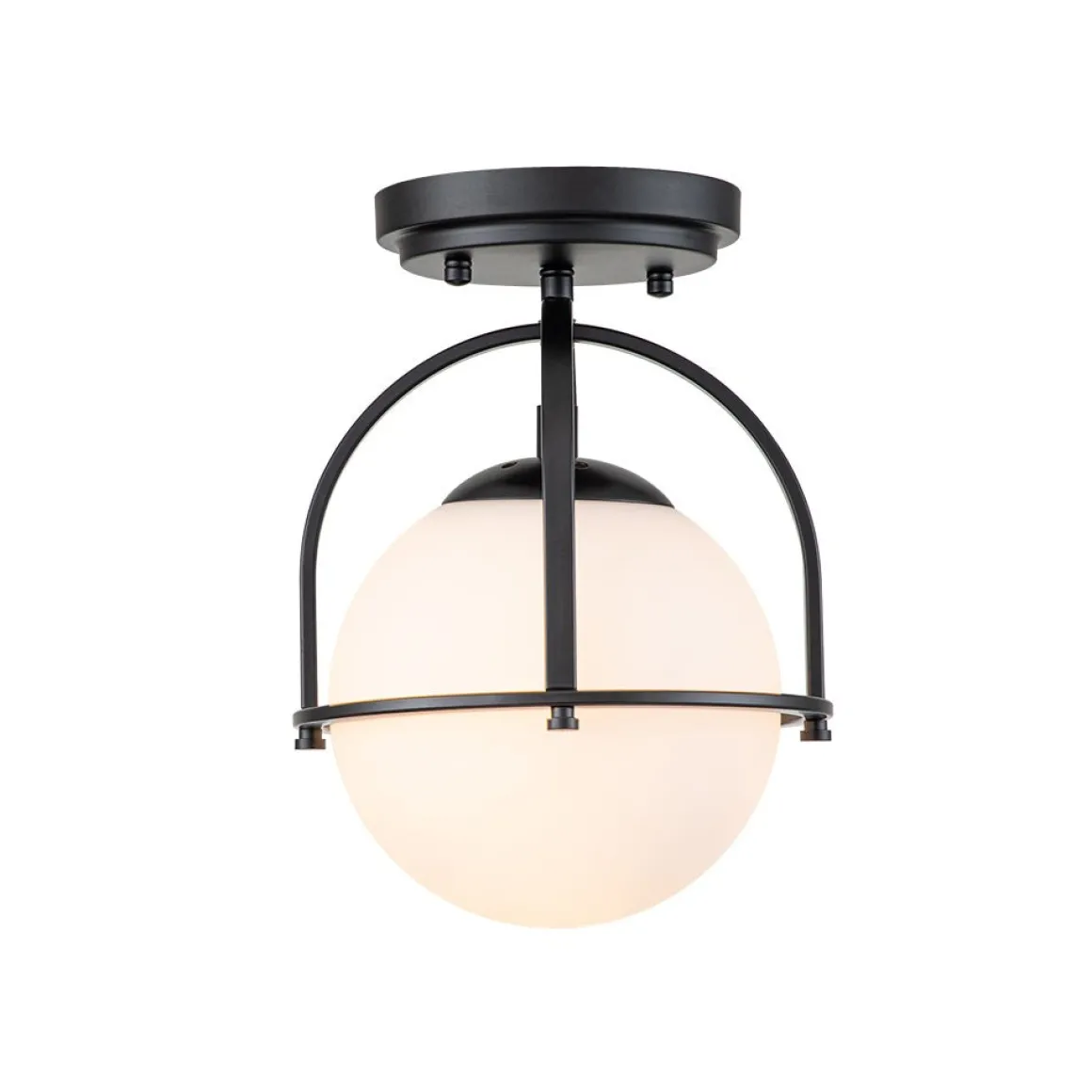 1-Light Opal Glass Sphere Semi-Flush Mount