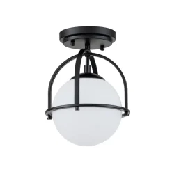 1-Light Opal Glass Sphere Semi-Flush Mount