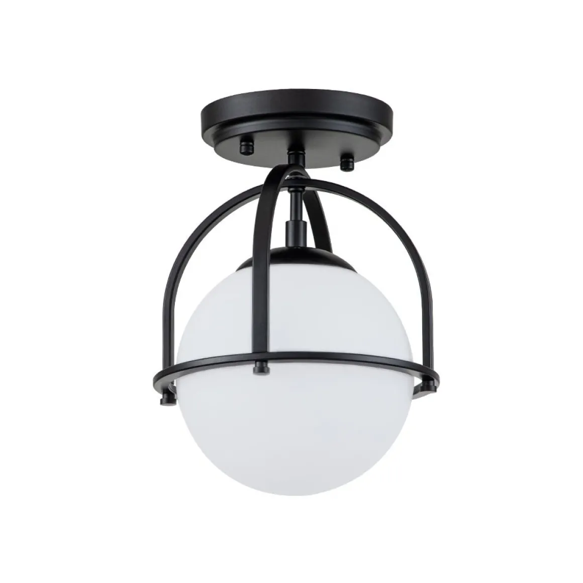 1-Light Opal Glass Sphere Semi-Flush Mount