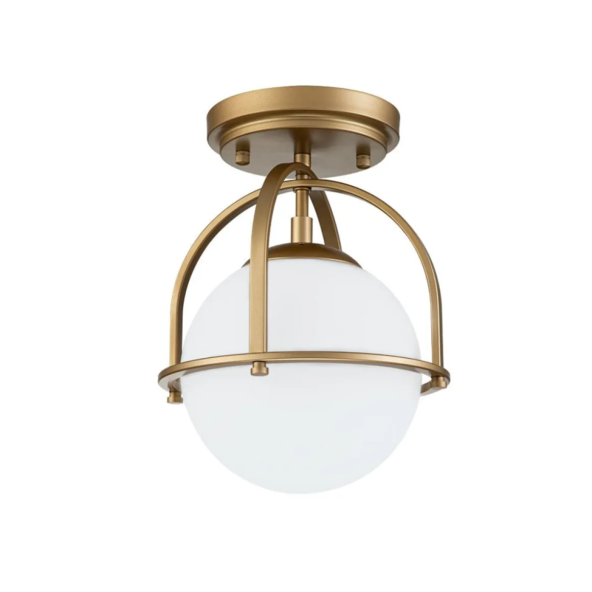 1-Light Opal Glass Sphere Semi-Flush Mount
