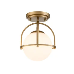 1-Light Opal Glass Sphere Semi-Flush Mount