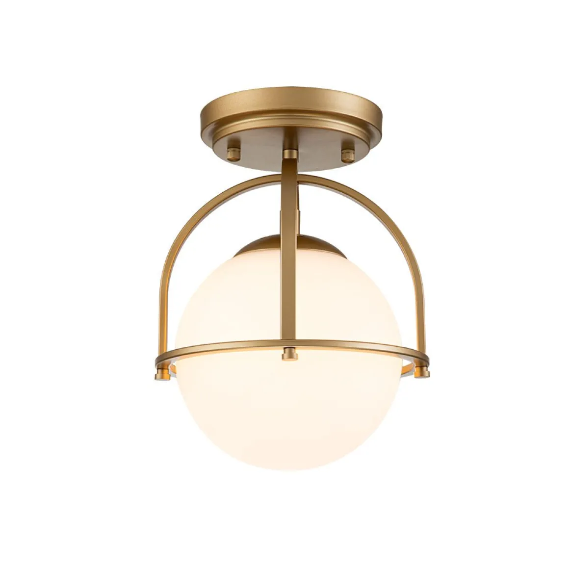 1-Light Opal Glass Sphere Semi-Flush Mount