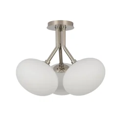 3-Light Opal Glass Sphere Semi Flush Mount Light