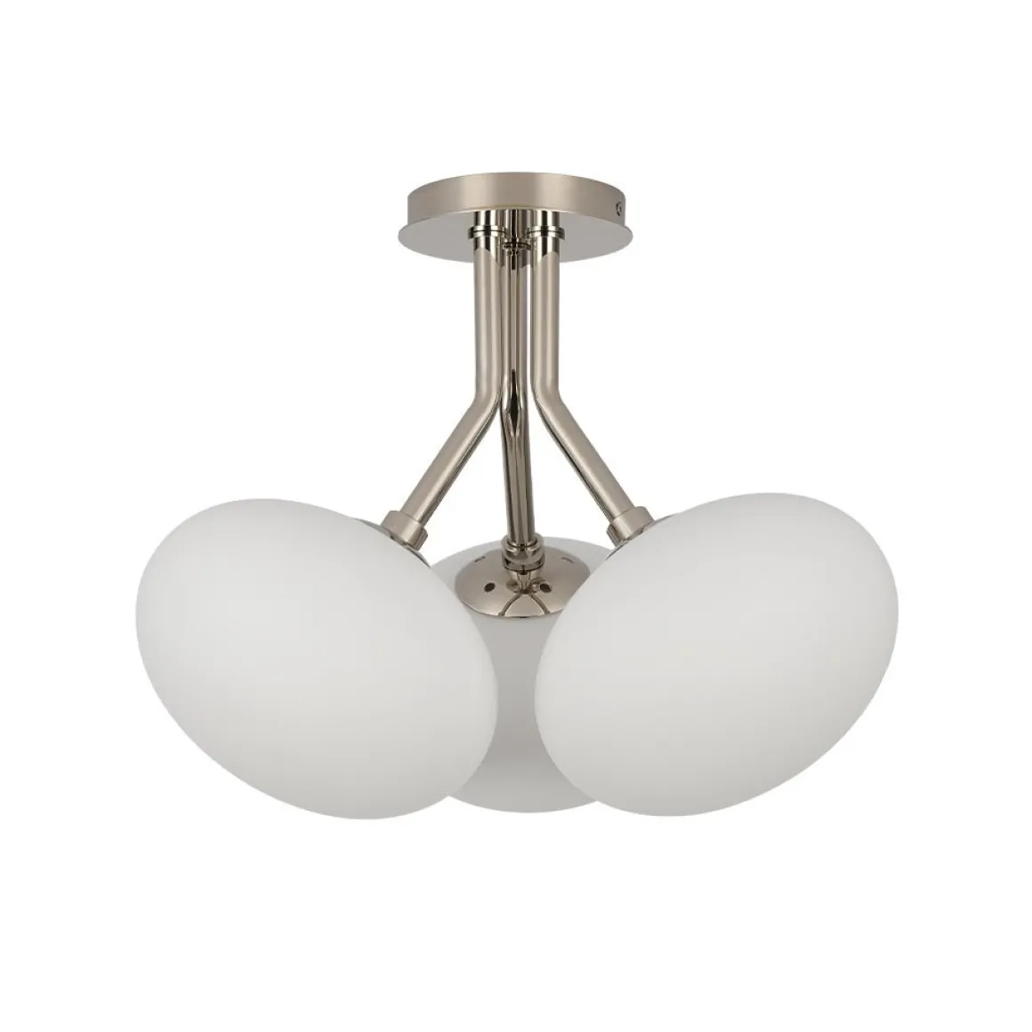 3-Light Opal Glass Sphere Semi Flush Mount Light