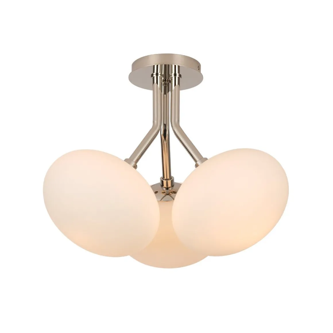 3-Light Opal Glass Sphere Semi Flush Mount Light