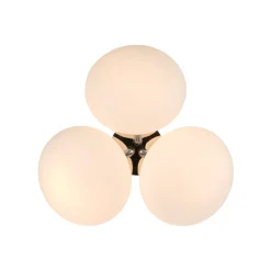 3-Light Opal Glass Sphere Semi Flush Mount Light