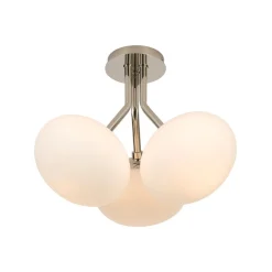 3-Light Opal Glass Sphere Semi Flush Mount Light