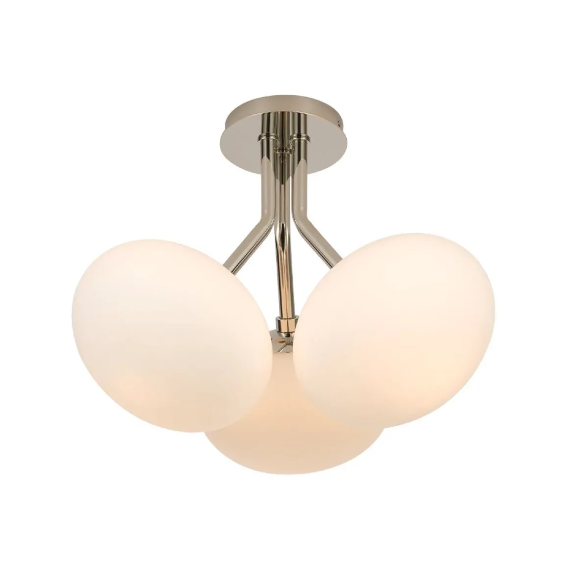 3-Light Opal Glass Sphere Semi Flush Mount Light