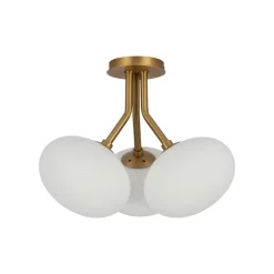 3-Light Opal Glass Sphere Semi Flush Mount Light