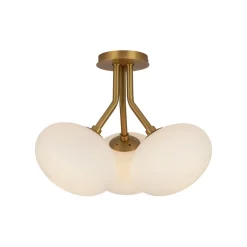 3-Light Opal Glass Sphere Semi Flush Mount Light