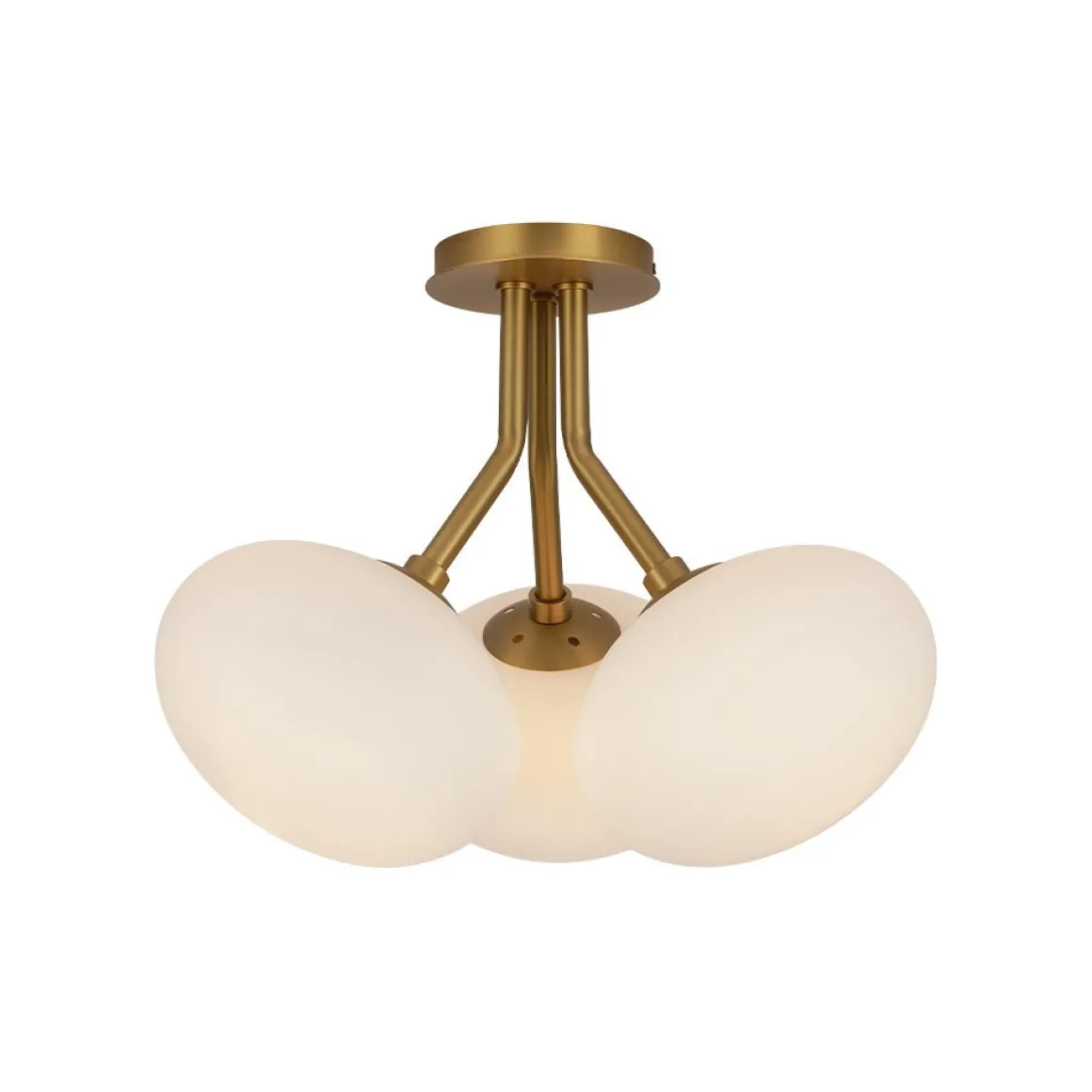 3-Light Opal Glass Sphere Semi Flush Mount Light