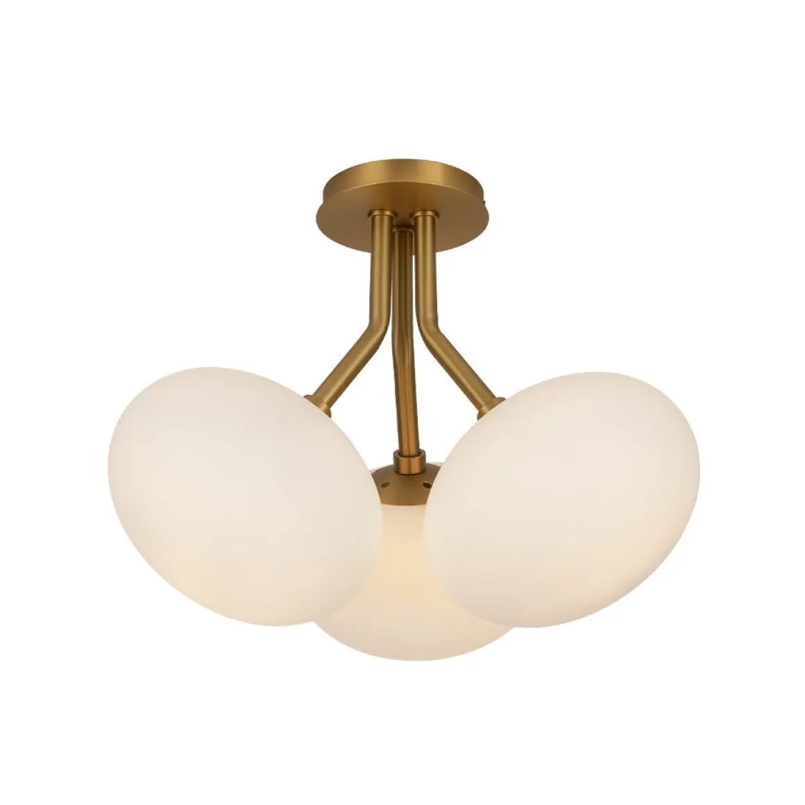 3-Light Opal Glass Sphere Semi Flush Mount Light