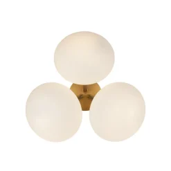 3-Light Opal Glass Sphere Semi Flush Mount Light