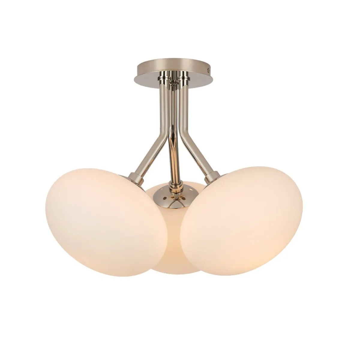 3-Light Opal Glass Sphere Semi Flush Mount Light
