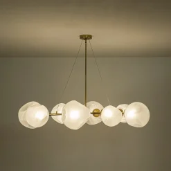 8-Light Opal Swirl Glass Globe Branch Island Chandelier