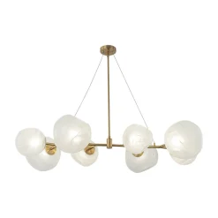 8-Light Opal Swirl Glass Globe Branch Island Chandelier