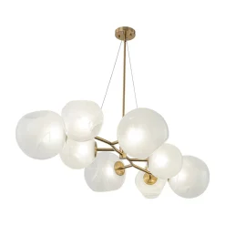 8-Light Opal Swirl Glass Globe Branch Island Chandelier