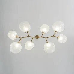 8-Light Opal Swirl Glass Globe Branch Island Chandelier