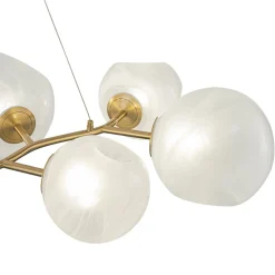 8-Light Opal Swirl Glass Globe Branch Island Chandelier