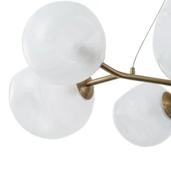 8-Light Opal Swirl Glass Globe Branch Island Chandelier