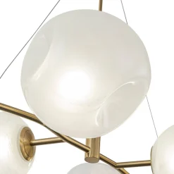 8-Light Opal Swirl Glass Globe Branch Island Chandelier