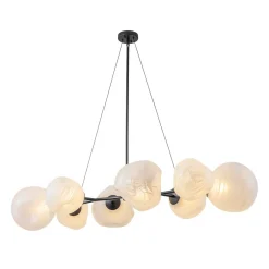 8-Light Opal Swirl Glass Globe Branch Island Chandelier