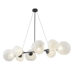 8-Light Opal Swirl Glass Globe Branch Island Chandelier