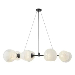 8-Light Opal Swirl Glass Globe Branch Island Chandelier