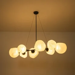 8-Light Opal Swirl Glass Globe Branch Island Chandelier