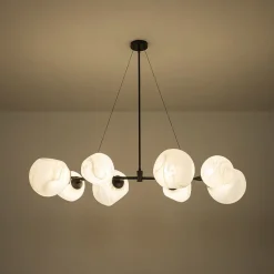 8-Light Opal Swirl Glass Globe Branch Island Chandelier